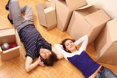 Packed office materials and labelled boxes prepared for a relocation in Hounslow